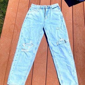 High Waist Ripped Mom Jeans